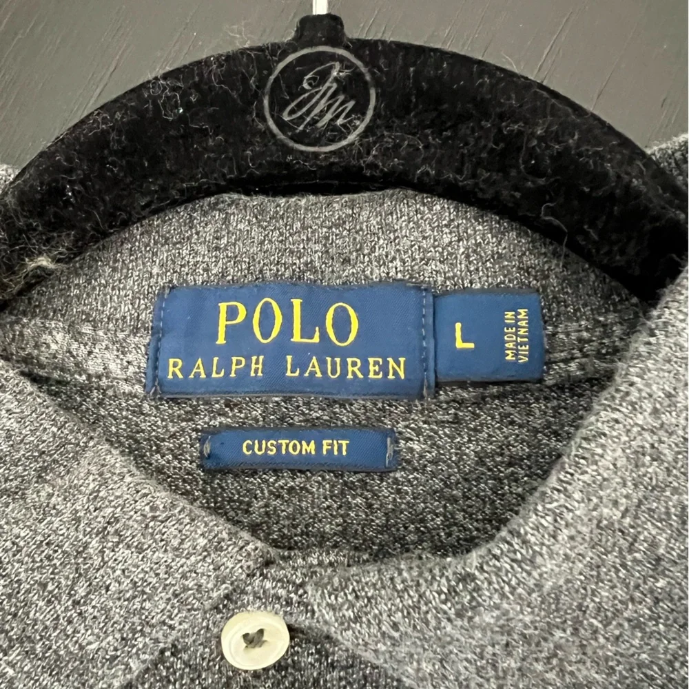 Gray Short Sleeve Custom Fit Ralph Lauren Polo Shirt [Large]